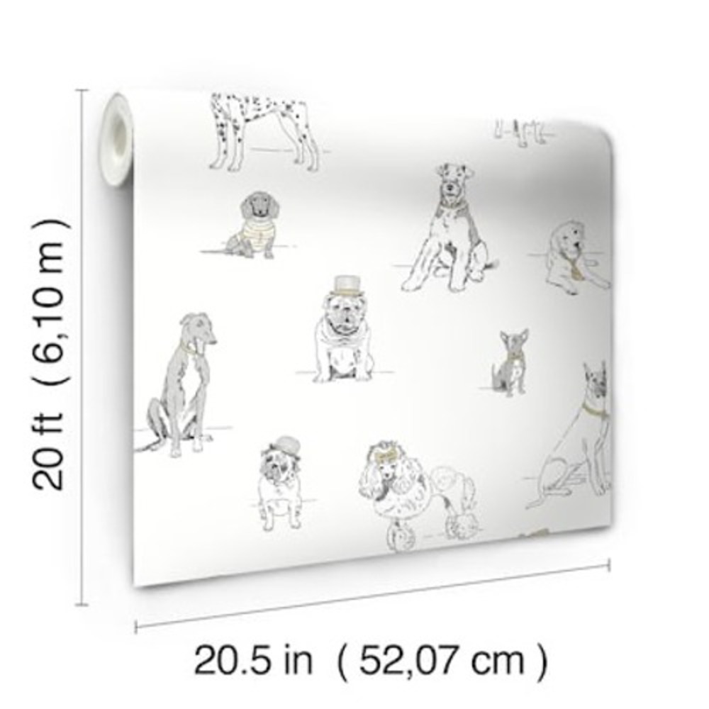 York Wallcoverings Dapper Dogs Prepasted Wallpaper AF1938 33ft Roll‎ Dachshund